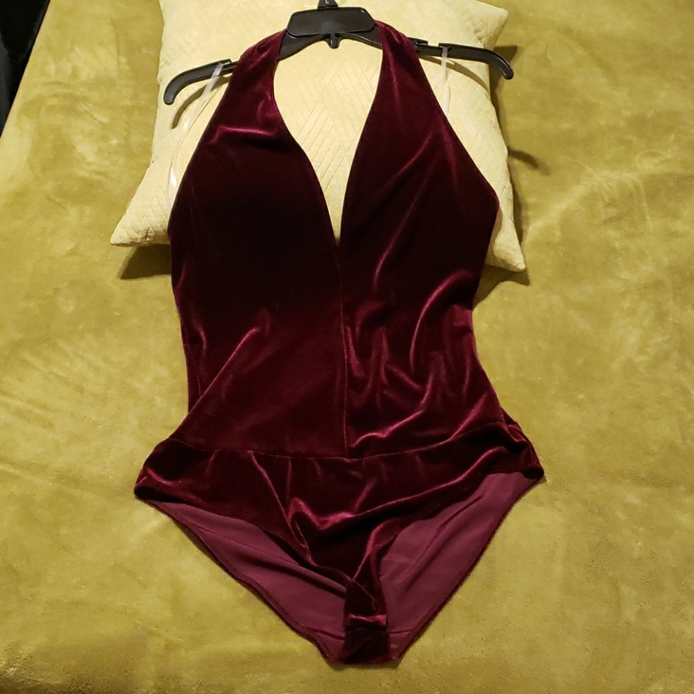 Purple Crushed Velvet Bodysuit